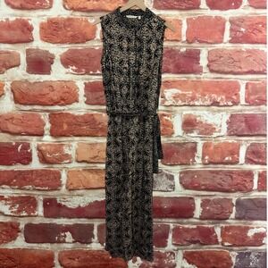 Soft Surroundings Pants Jumpsuit Women's XL Petite Black Tan Floral Casual